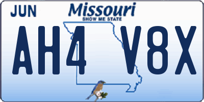 MO license plate AH4V8X