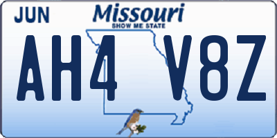 MO license plate AH4V8Z