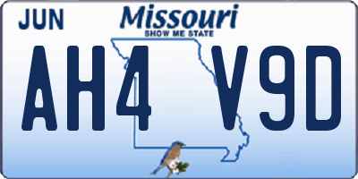 MO license plate AH4V9D