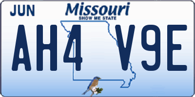 MO license plate AH4V9E