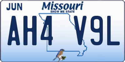 MO license plate AH4V9L