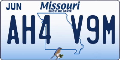 MO license plate AH4V9M