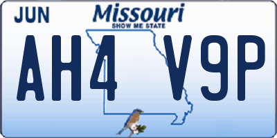 MO license plate AH4V9P