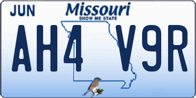 MO license plate AH4V9R