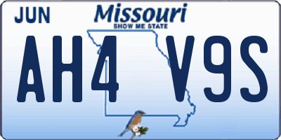 MO license plate AH4V9S