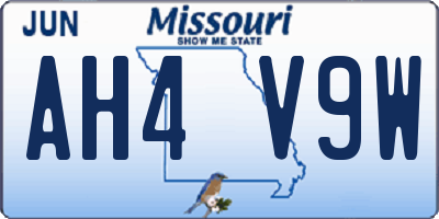 MO license plate AH4V9W