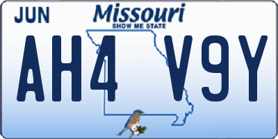 MO license plate AH4V9Y