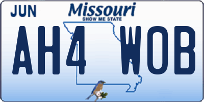 MO license plate AH4W0B