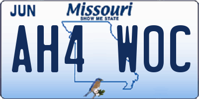 MO license plate AH4W0C