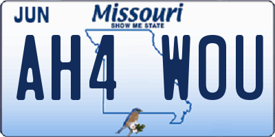 MO license plate AH4W0U