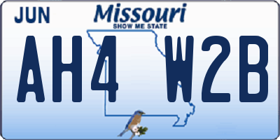 MO license plate AH4W2B