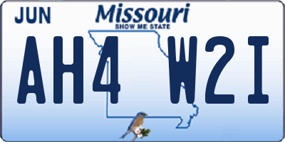 MO license plate AH4W2I