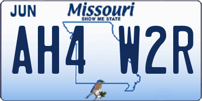 MO license plate AH4W2R