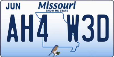 MO license plate AH4W3D