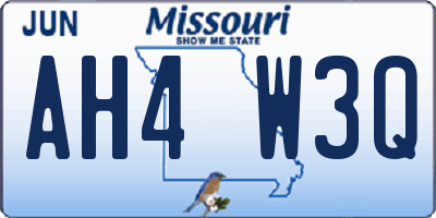MO license plate AH4W3Q