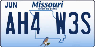 MO license plate AH4W3S
