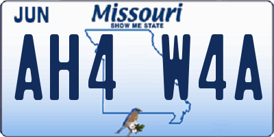 MO license plate AH4W4A