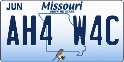 MO license plate AH4W4C