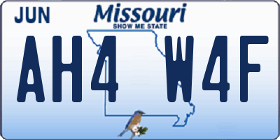 MO license plate AH4W4F