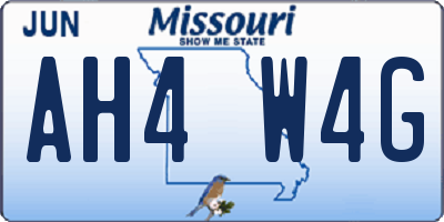 MO license plate AH4W4G