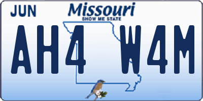 MO license plate AH4W4M