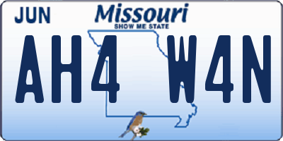 MO license plate AH4W4N