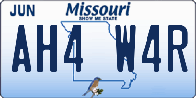 MO license plate AH4W4R