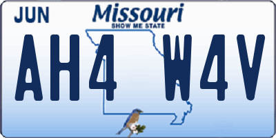MO license plate AH4W4V