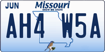 MO license plate AH4W5A