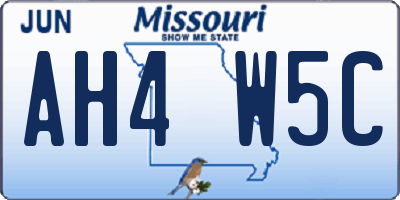MO license plate AH4W5C