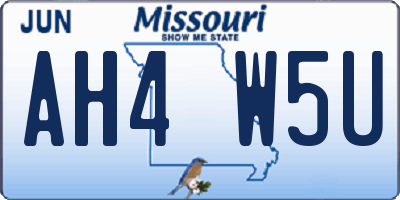 MO license plate AH4W5U