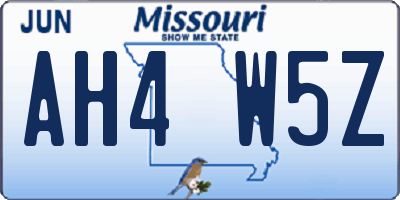 MO license plate AH4W5Z
