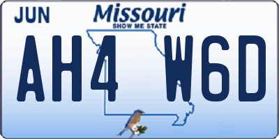 MO license plate AH4W6D