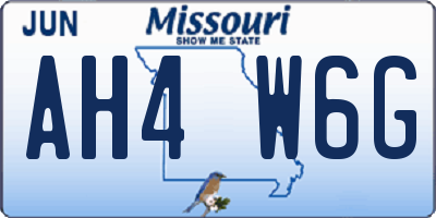 MO license plate AH4W6G