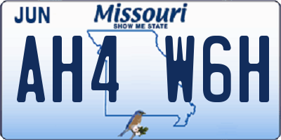 MO license plate AH4W6H