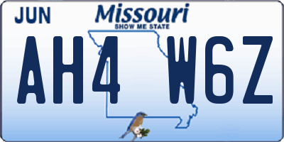 MO license plate AH4W6Z