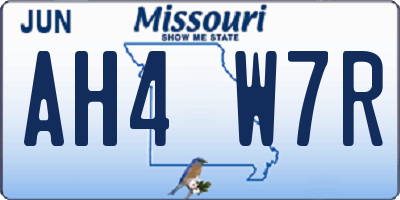 MO license plate AH4W7R