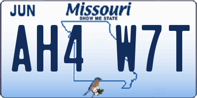 MO license plate AH4W7T