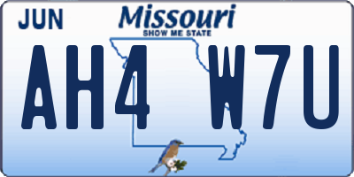 MO license plate AH4W7U