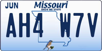 MO license plate AH4W7V