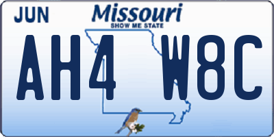 MO license plate AH4W8C