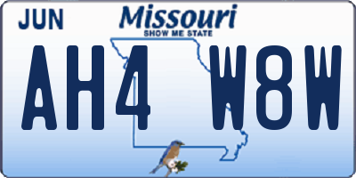 MO license plate AH4W8W