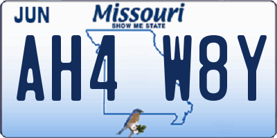 MO license plate AH4W8Y