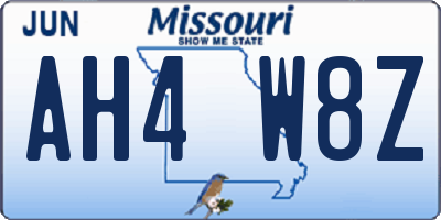 MO license plate AH4W8Z