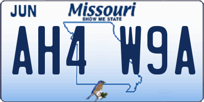 MO license plate AH4W9A