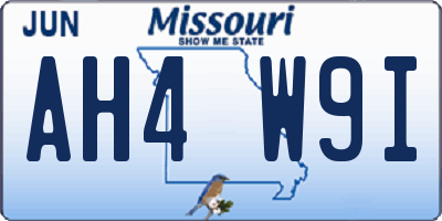MO license plate AH4W9I