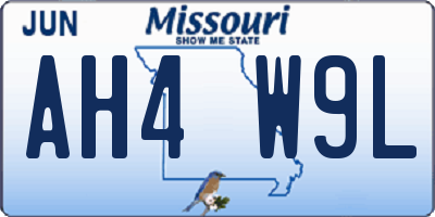 MO license plate AH4W9L