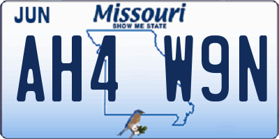 MO license plate AH4W9N