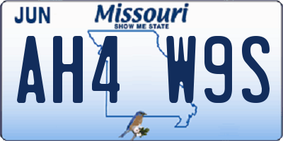 MO license plate AH4W9S