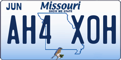 MO license plate AH4X0H